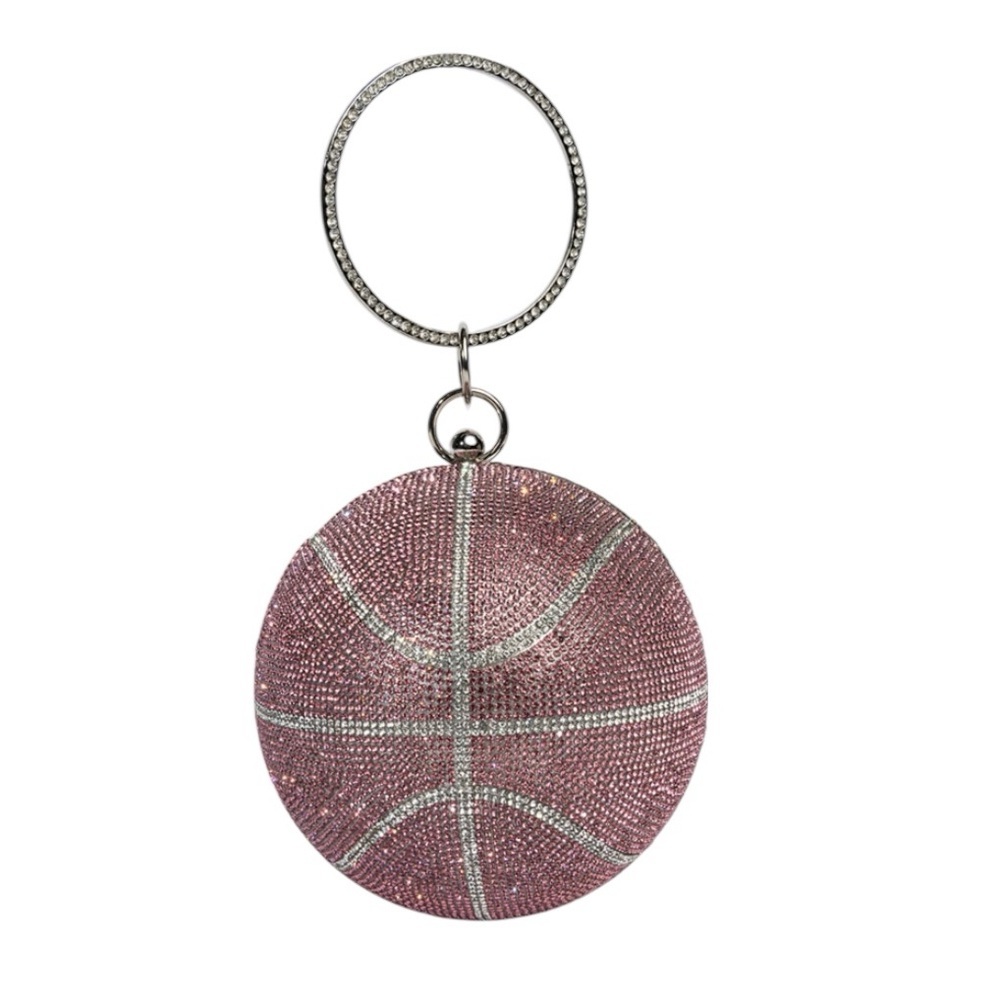 AKIRA Label Alley Oop Rhinestone Pink Rhinestone Basketball Bag Clutch